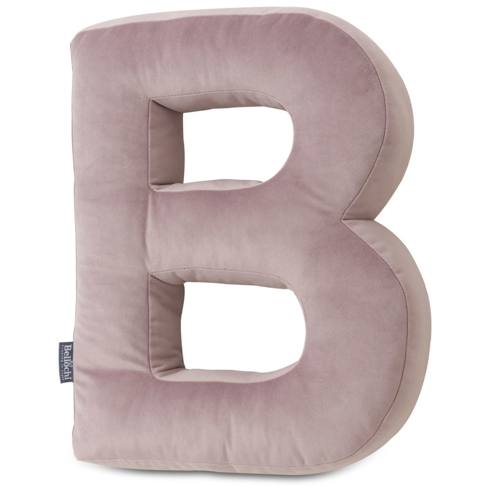 Decorative velvet letter pillow B shaped puder pink