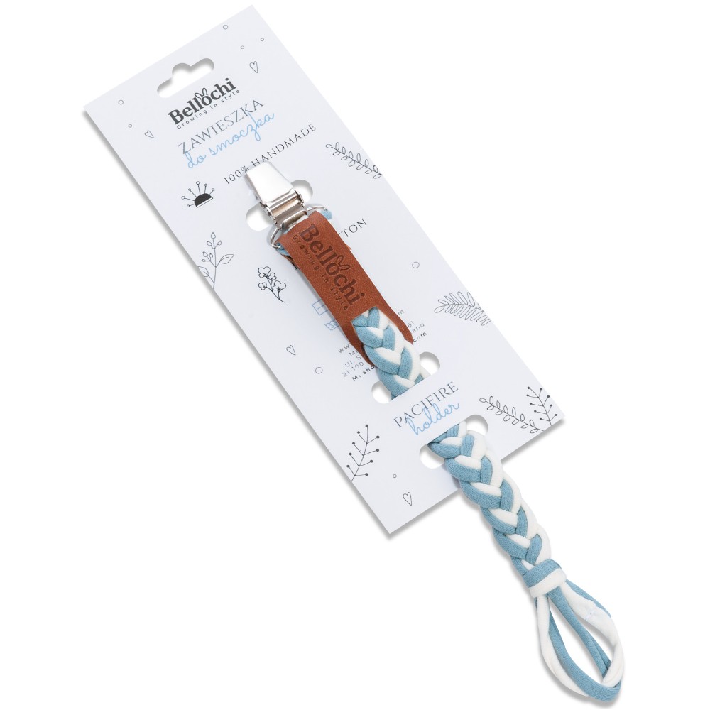 Pacifier holder  turquoise&white