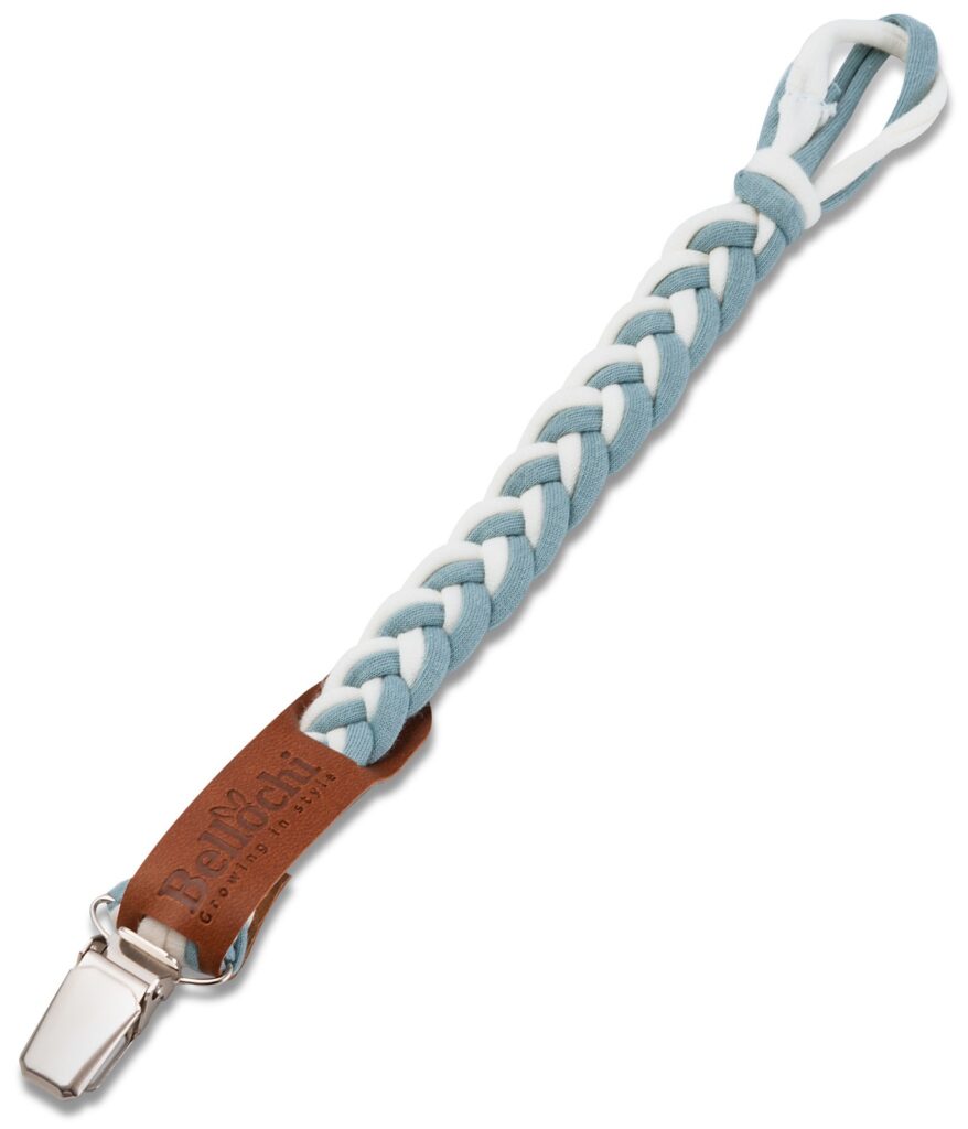 Pacifier holder  turquoise&white