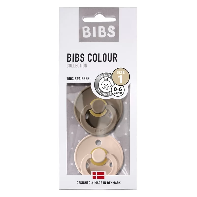 BIBS Colour 2-Pack Size 2-M Soother 6m+ (Hevea rubber) Blush & Dark Oak