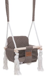Baby swing velvet, wooden swing for children brown
