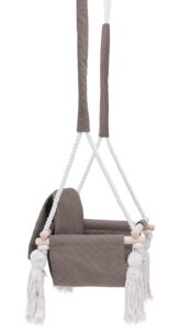 Baby swing velvet, wooden swing for children brown