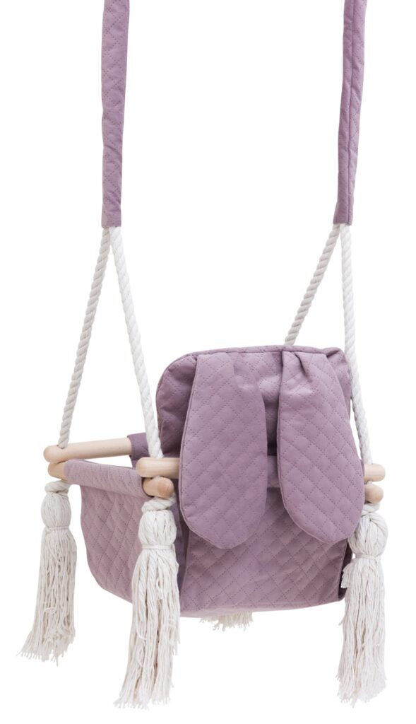 Baby swing velvet, wooden swing for children pink