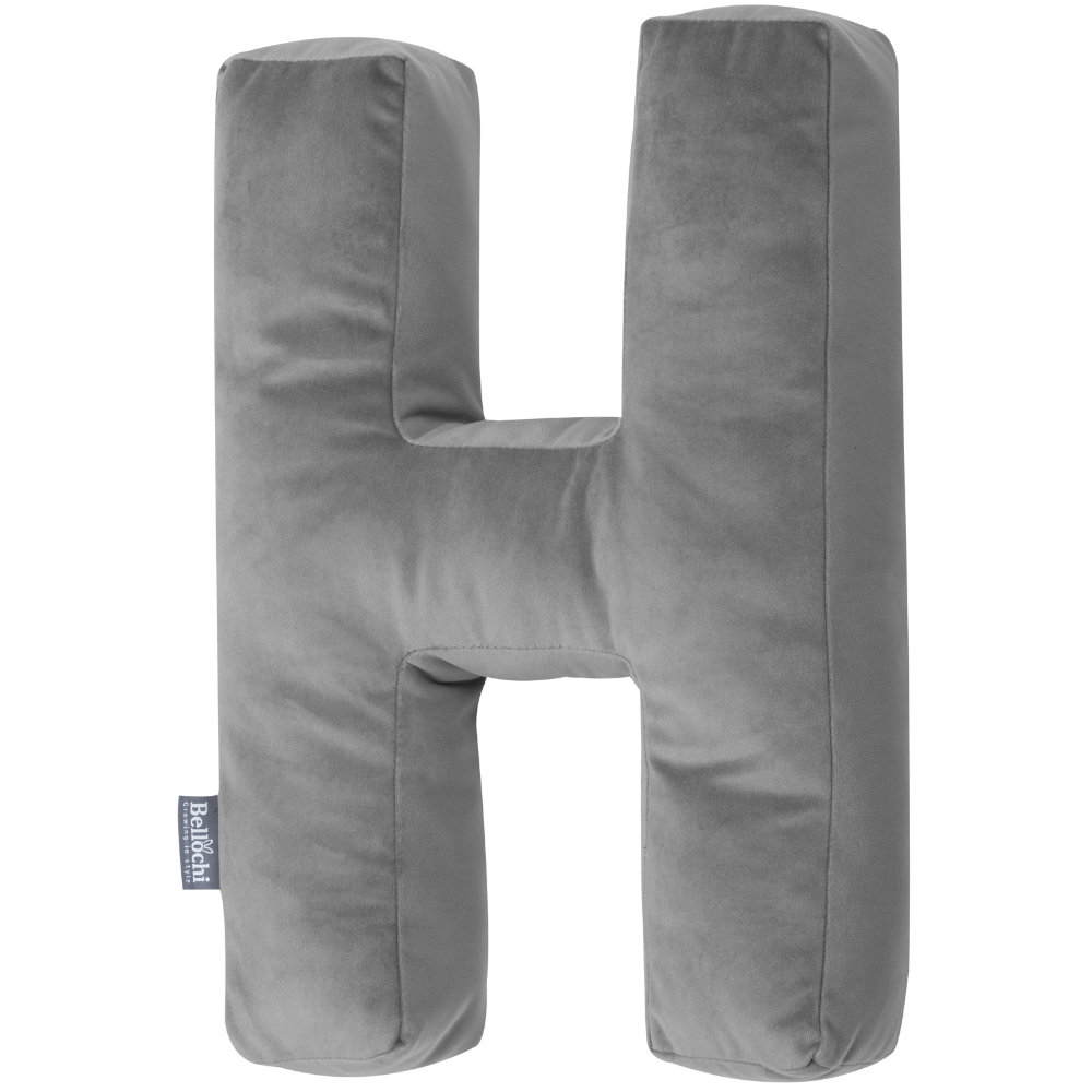 Decorative velvet letter pillow H shaped dark grey