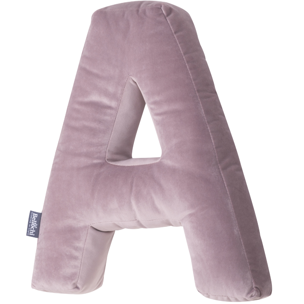 Decorative velvet letter pillow A shaped puder pink