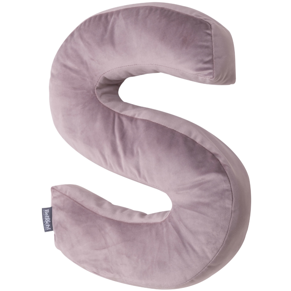 Decorative velvet letter pillow S shaped puder pink