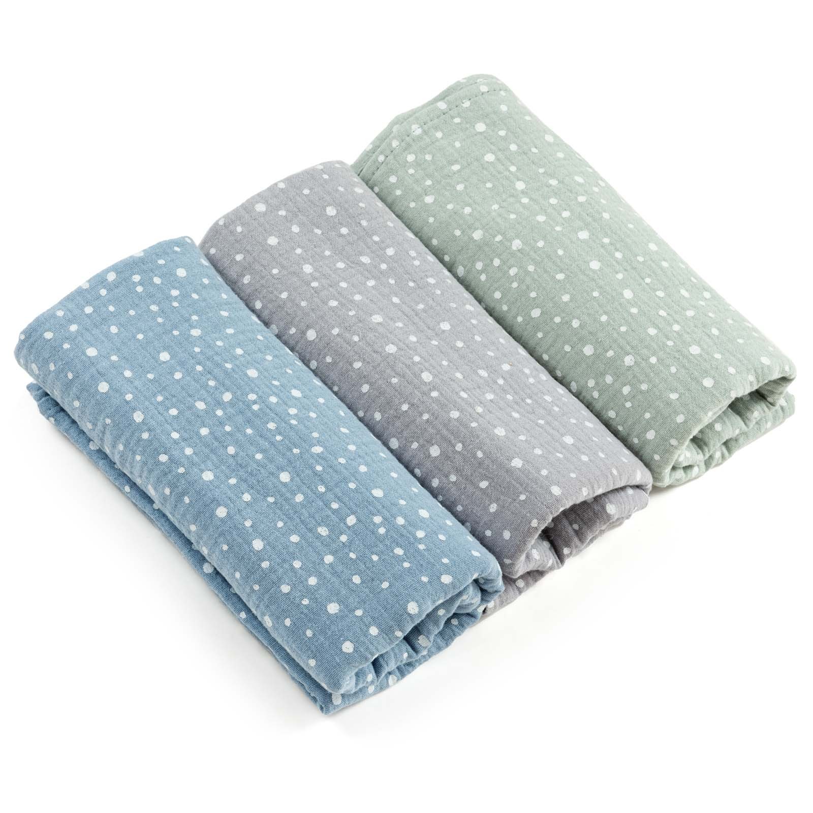 Set of 3 muslin square funny dots 60×80 cm