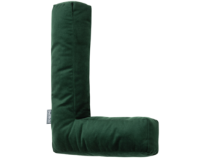 Decorative pillow in the shape of a letter  'L', green