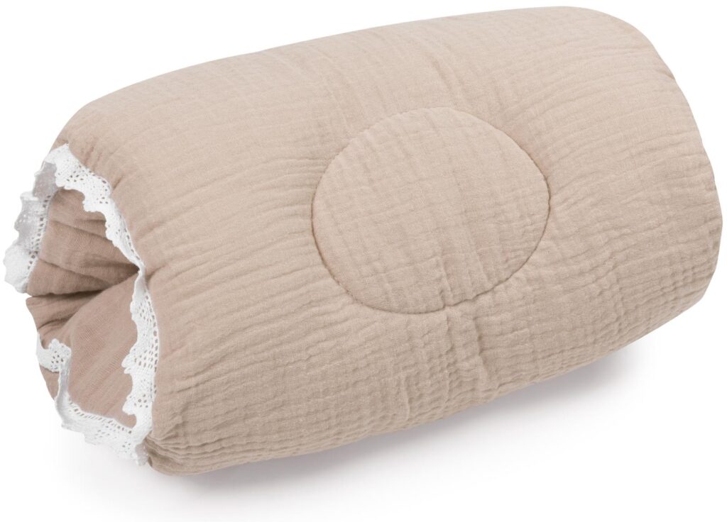 4-piece set Cuddly Muslin Beige with a 4-in-1 wrap: flat pillow and nursing sleeve