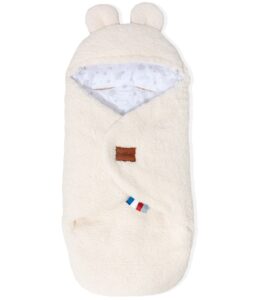 Baby car seat blanket 90x90 cm white Teddy bear