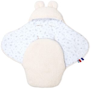 Baby car seat blanket 90x90 cm white Teddy bear