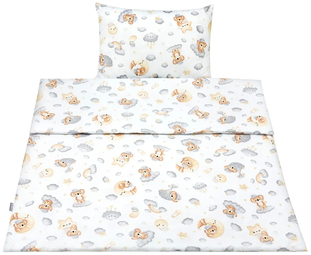 Cotton Toddler bedding 2 pc set with filling kid duvet 135x100 cm and pillow 60x40 cm bear star