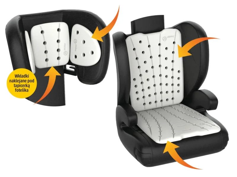 Okiday car seat head rest, seat and back rest travel accessory 3 pc set XL