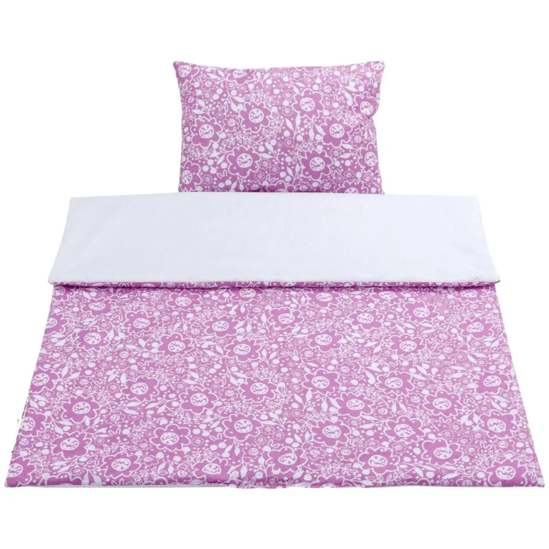 Cotton Toddler bedding 2 pc set with filling kid duvet 135x100 cm and pillow 60x40 cm purple caramella