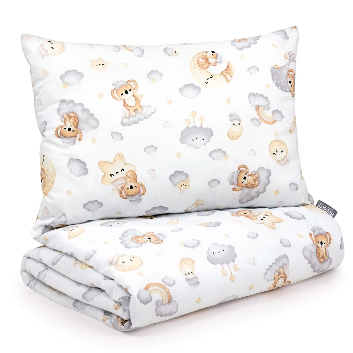 Cotton Toddler bedding 2 pc set, kid duvet cover 135×100 cm and pillowcase 60×40 cm bear star