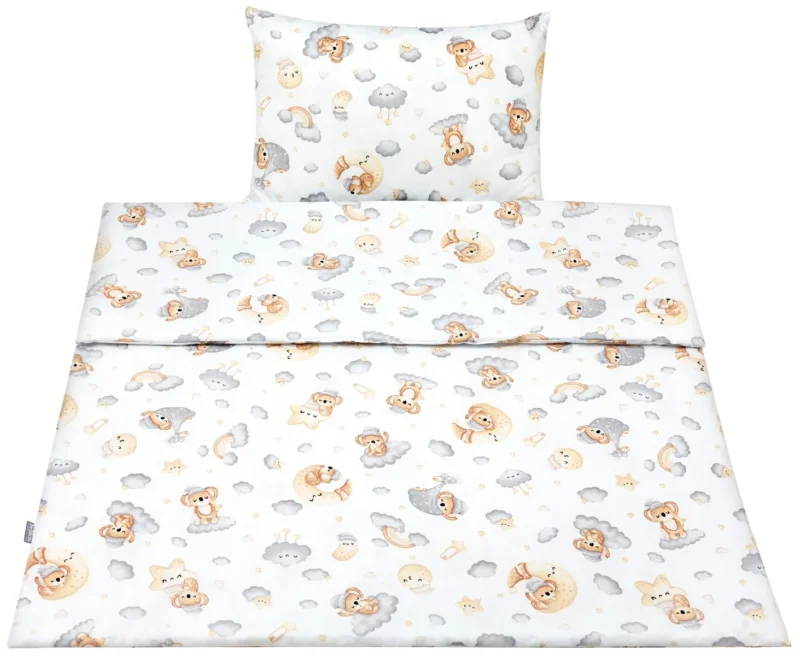 Cotton Toddler bedding 2 pc set, kid duvet cover 135x100 cm and pillowcase 60x40 cm bear star