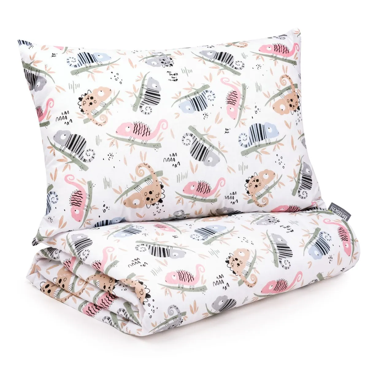 Cotton Toddler bedding 2 pc set, kid duvet cover 135×100 cm and pillowcase 60×40 cm chameleon habits