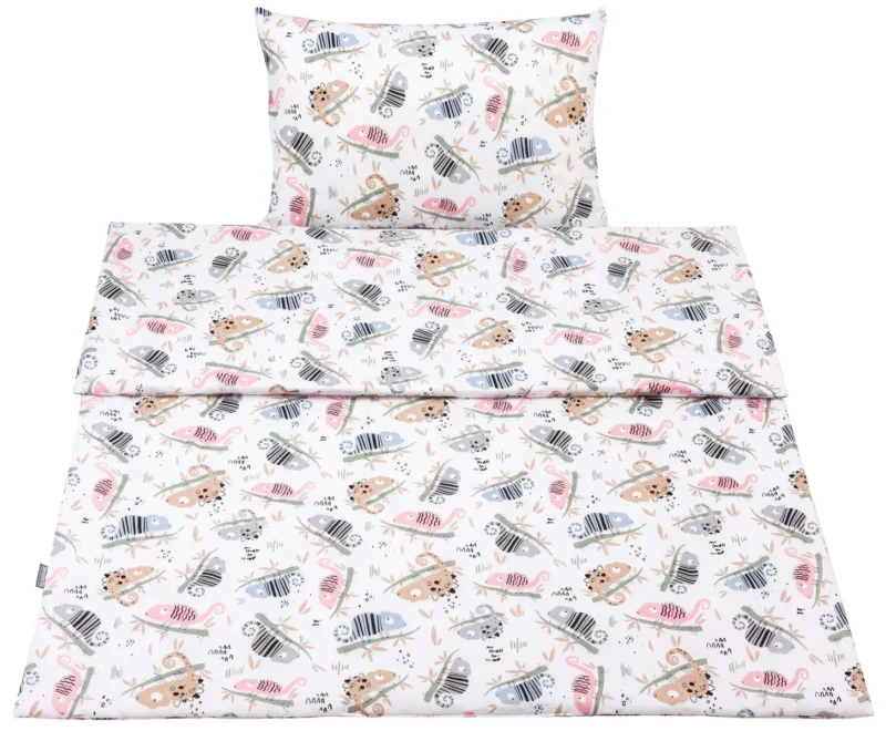Cotton Toddler bedding 2 pc set, kid duvet cover 135x100 cm and pillowcase 60x40 cm chameleon habits