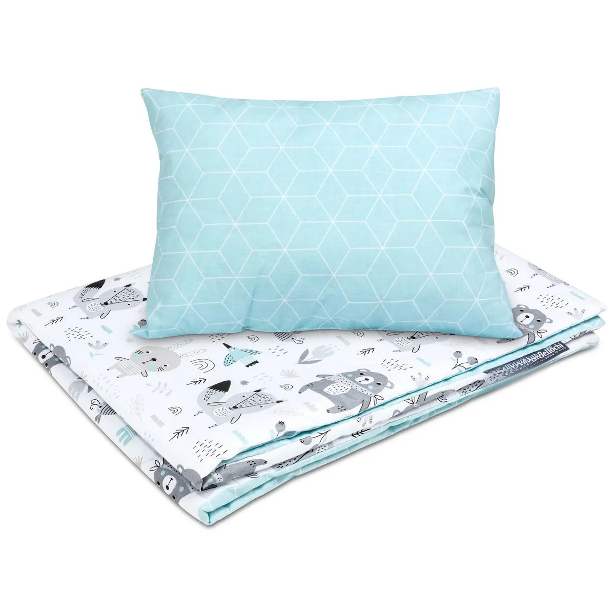 Cotton Toddler bedding 2 pc set, kid duvet cover 135×100 cm and pillowcase 60×40 cm animaland