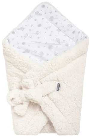 Baby swaddle blanket 75×75 cm, cuddly teddy white