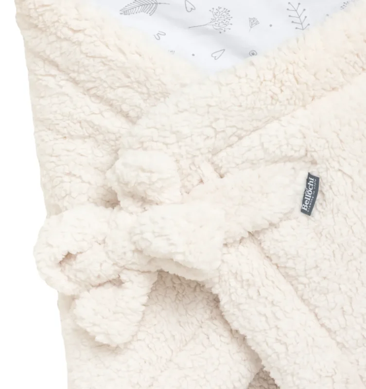 Baby swaddle blanket 75x75 cm, cuddly teddy white