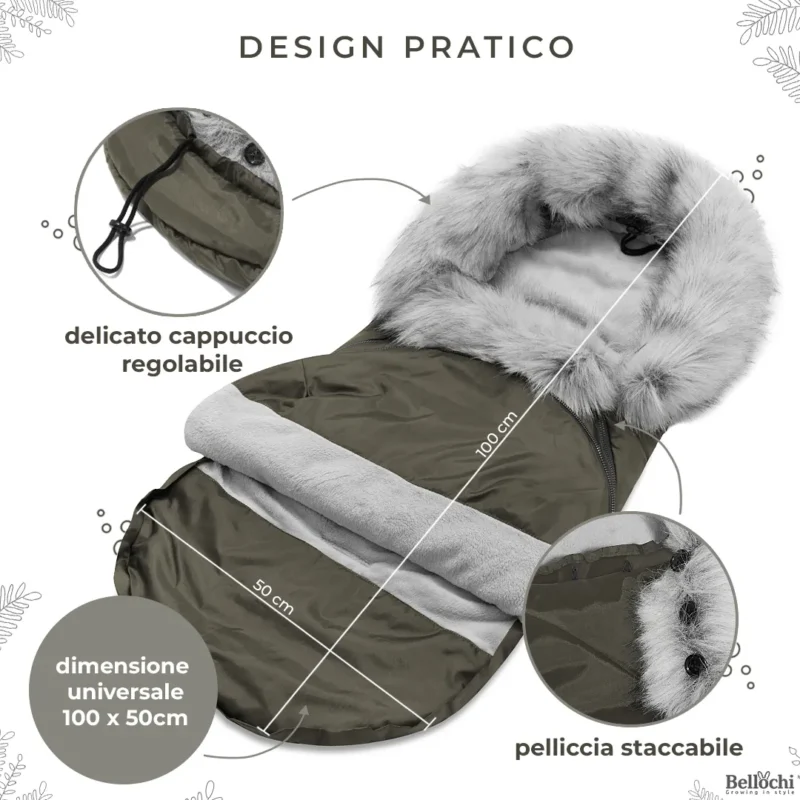 Winter baby sleeping bag far a stroller, gondola or sledge winter x-khaki