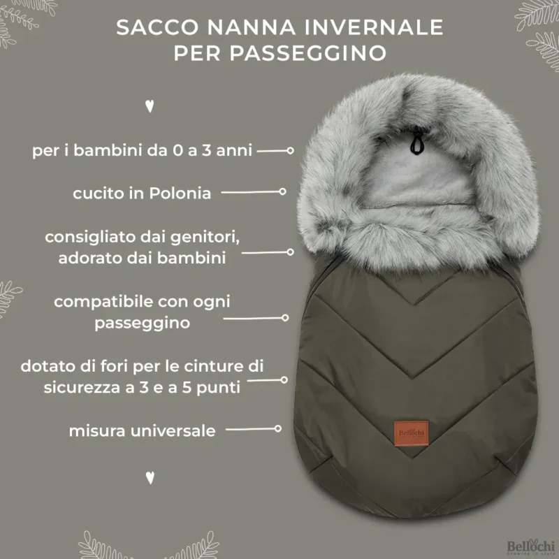 Winter baby sleeping bag far a stroller, gondola or sledge winter x-khaki