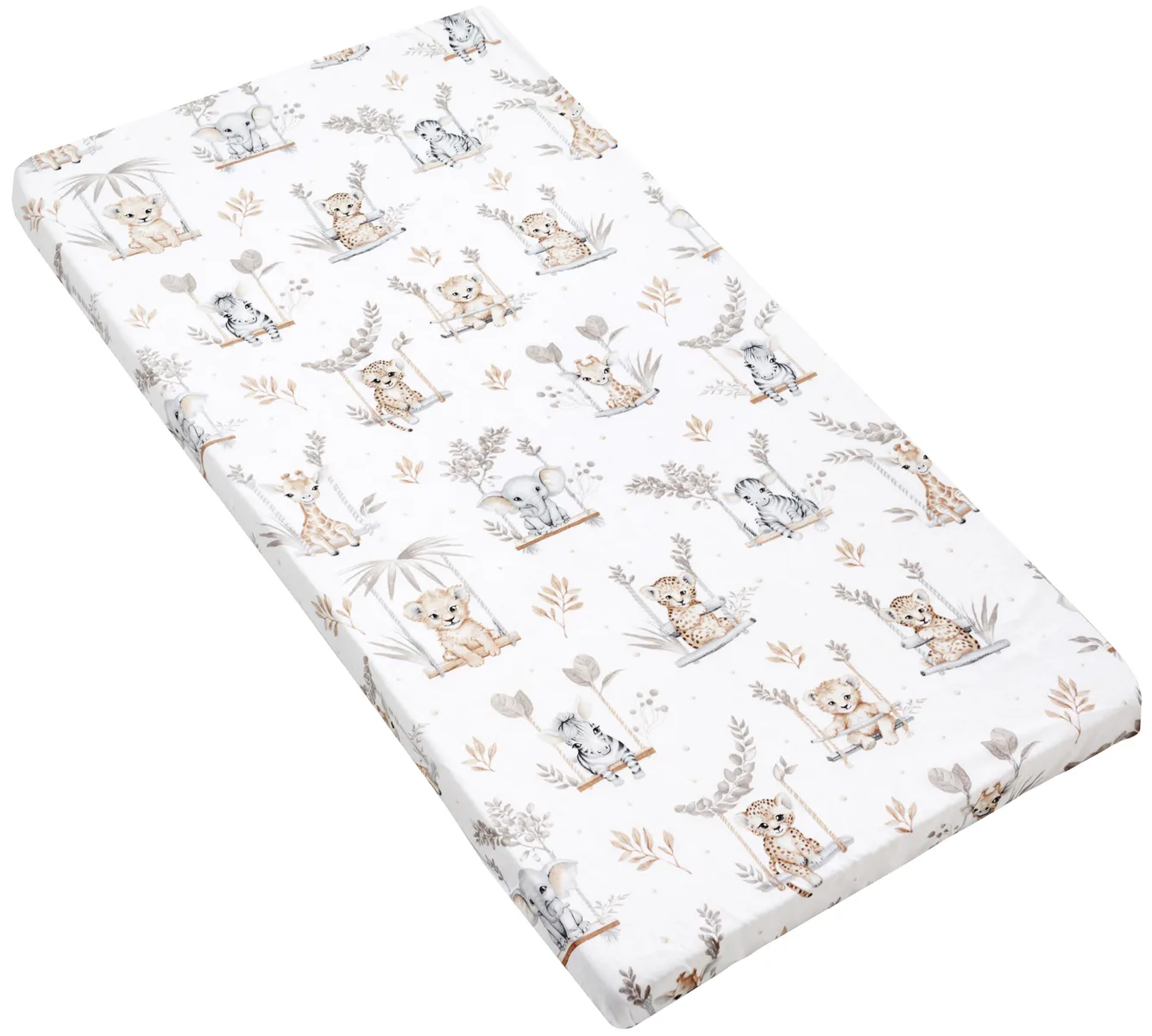 Cotton fitted sheet for a crib mattress sized 140×70 cm jungle baby
