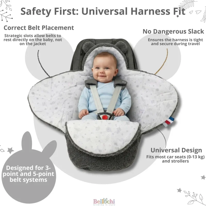 Baby car seat blanket 90x90 cm Teddy Bear - Gray