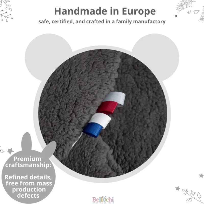 Baby car seat blanket 90x90 cm Teddy Bear - Gray