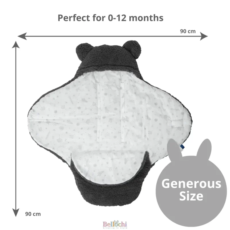 Baby car seat blanket 90x90 cm Teddy Bear - Gray