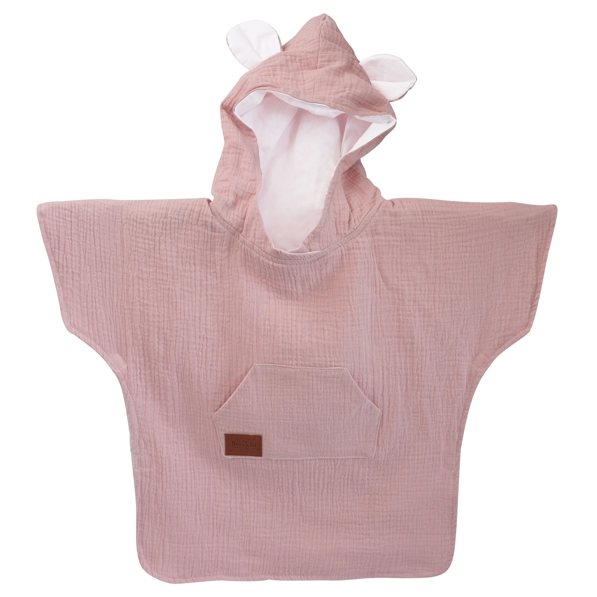 Kids Muslin Poncho with Hood Pink